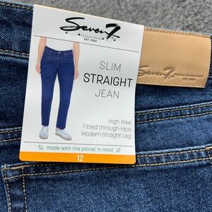 Seven 7 Jeans Size 12 Womens Mom‎ High Rise Slim Straight Leg Fitted Denim